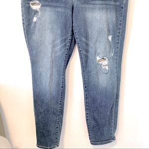 Distressed plus size jeans. With camo patches.